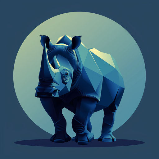 Realistic style rhino clipart with flat random background