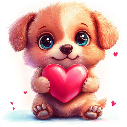Adorable cartoon puppy with heart