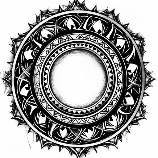 Bold tribal circle with sharp contrasts