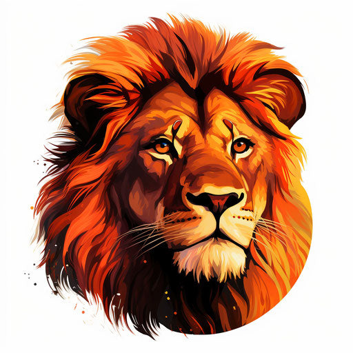 Cartoon lion in the style of Chiaroscuro Art on white background