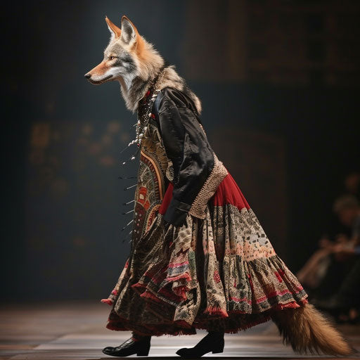 Coyote fashion designer showcasing avant-garde outfits