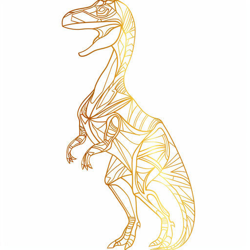 Elegant golden outline of a dinosaur tattoo design
