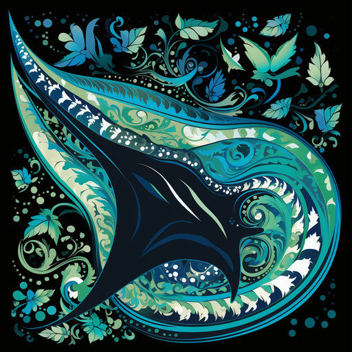 Black and blue sting ray with Hawaii in feminine sticker art