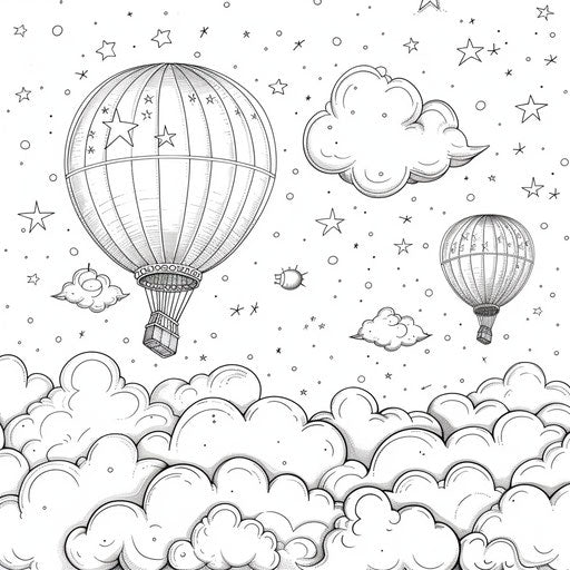 Hot air balloon race in the clouds