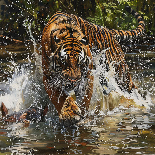 Wild chase in the river