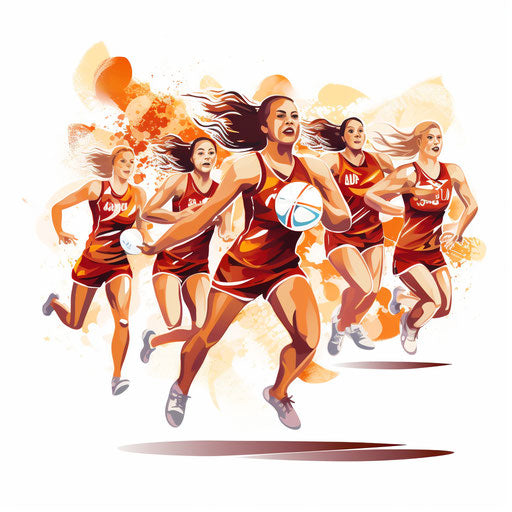 Netball clipart in the style of Oil painting, on a white background