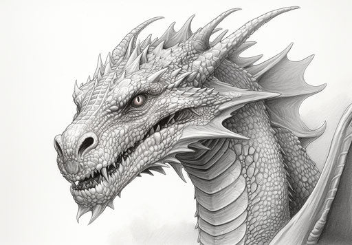 Realistic dragon illustration in detailed ink