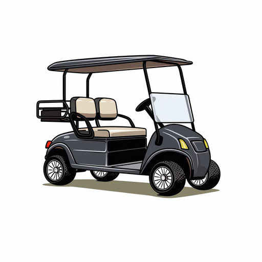Minimalist style golf cart clip art on white background
