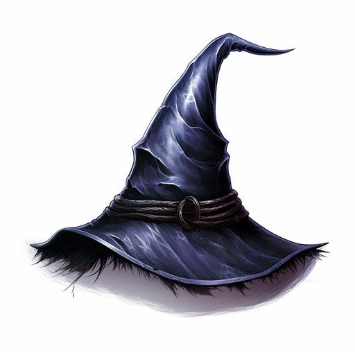 Witch hat in the style of Chiaroscuro Art, on white background