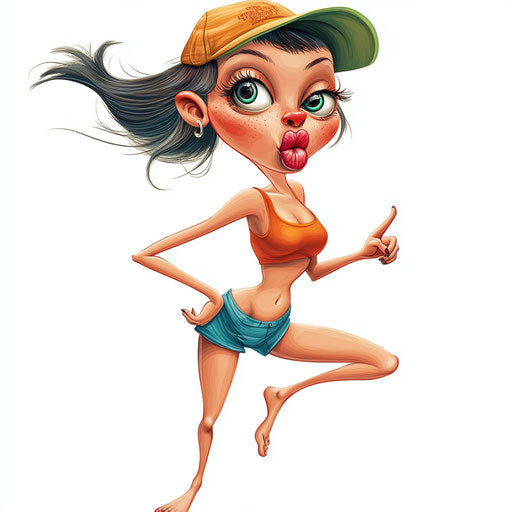 Humorous caricature of a beauty caricature with exaggerated human characteristics