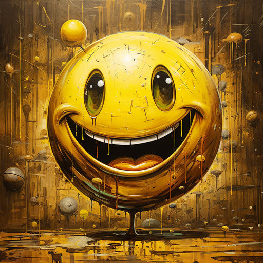 Happy emoticia in ironic and humorous style