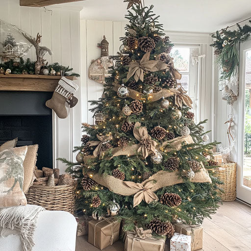 Simply decorated natural Christmas tree