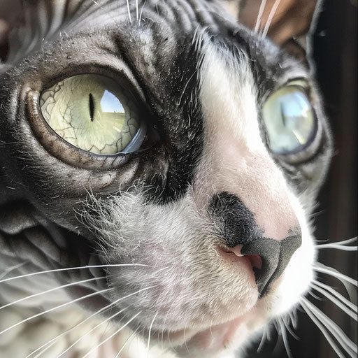 Cornish Rex cat closeup of the face