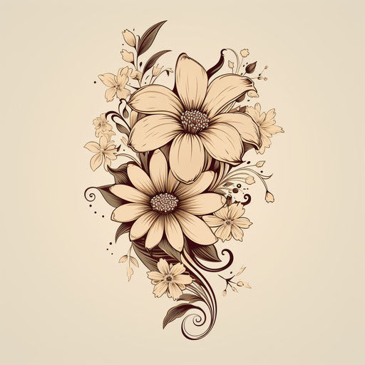 Floral design illustration in a beige tone