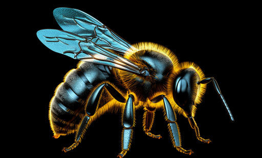 Black and yellow bee drawing in 2D animation style