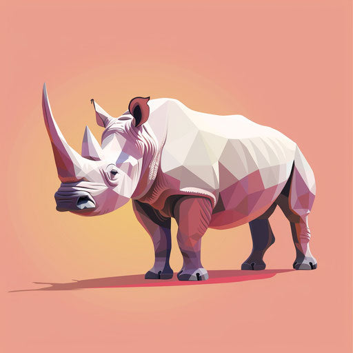 Realistic rhino clipart with random flat background, subtle shading