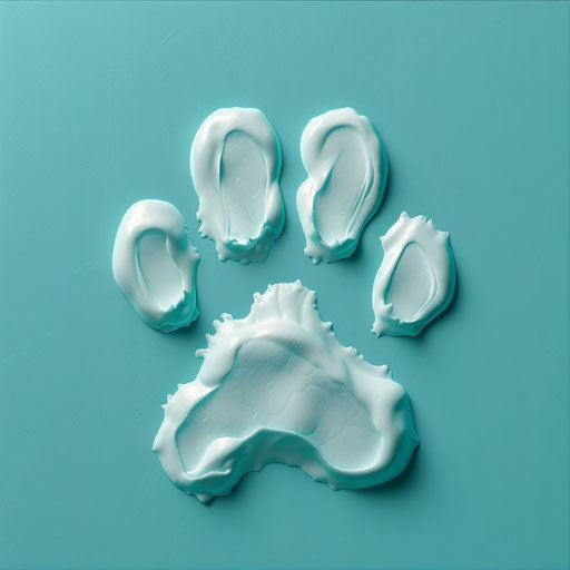 Paw print on turquoise background with bold outlines