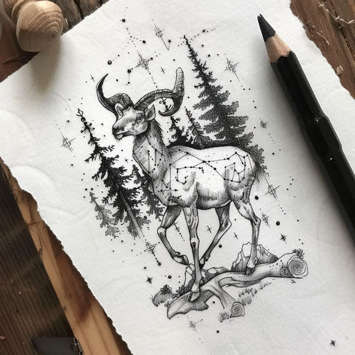 Whimsical Aries constellation tattoo sketch