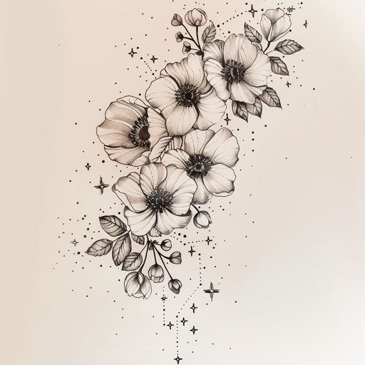 Botanical Cancer constellation tattoo sketch