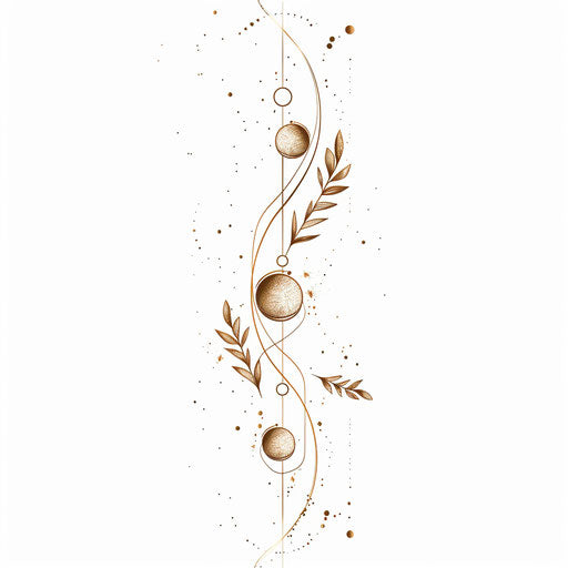 Elegant tattoo sketch with three golden encased dots