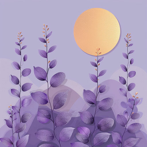 Realistic sun on lavender background with shimmering gloss