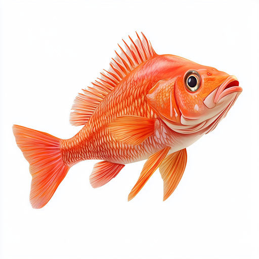 3D fish in photo realistic style with flat white background