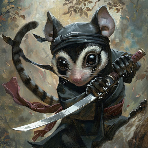 A ninja sugar glider in stealth mode on a secret mission through ancient Japan