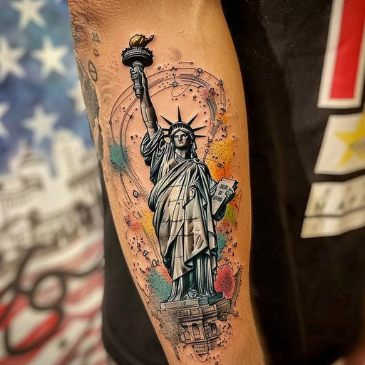 Surreal sketch of the Statue of Liberty