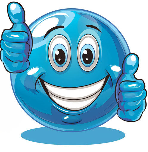 Smiling blue ball with thumbs up cartoon vector clip art
