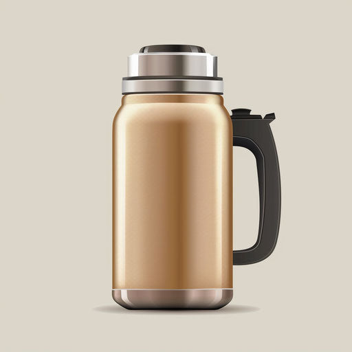 Canteen clipart in photorealistic style with flat random background, glossy finish, and sharp outlines