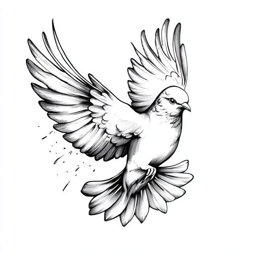 Beautiful flat tattoo sketch with soaring bird