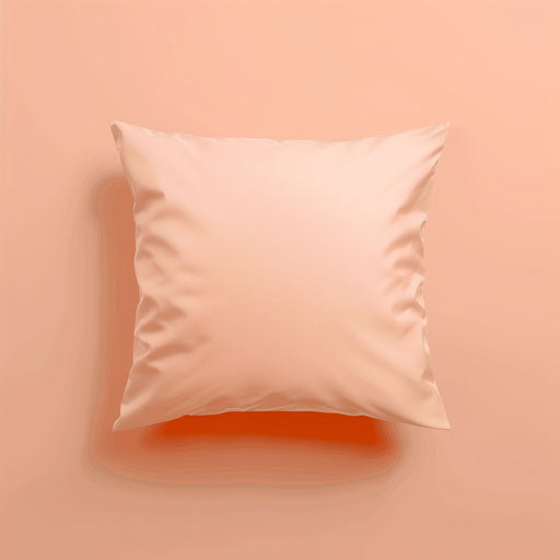 Realistic pillow illustration on pastel peach background