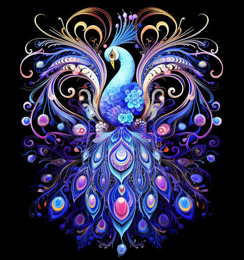 Elegant peacock painting in Dayak and arabesque style