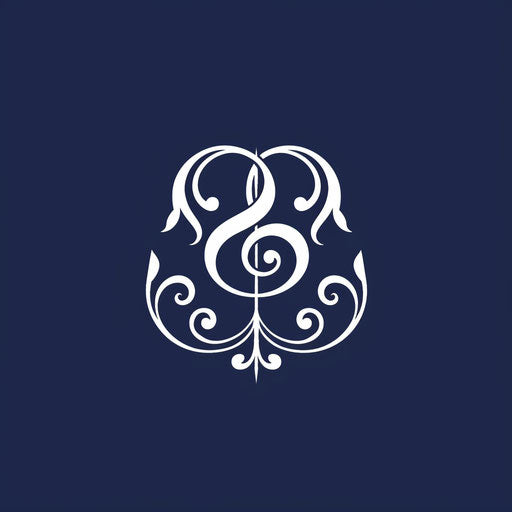 Classic music logo with navy blue background and timeless style