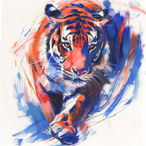 Expressionist tattoo sketch of an oriental tiger