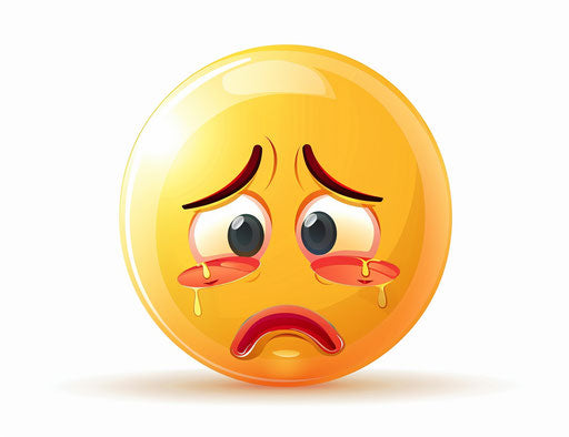 Crying emoji face clipart, plain white background 31:24