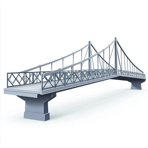 3D bridge in photo realistic style on white background, isolated clipart
