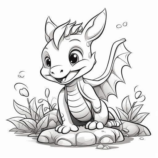 Adorable dragon coloring page in realistic style