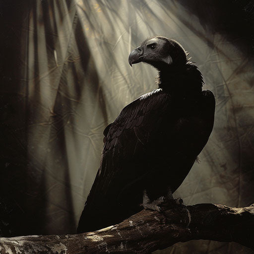 Condor in dramatic light and shadow composition
