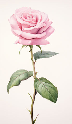 Pink rose watercolor on white background, realistic style