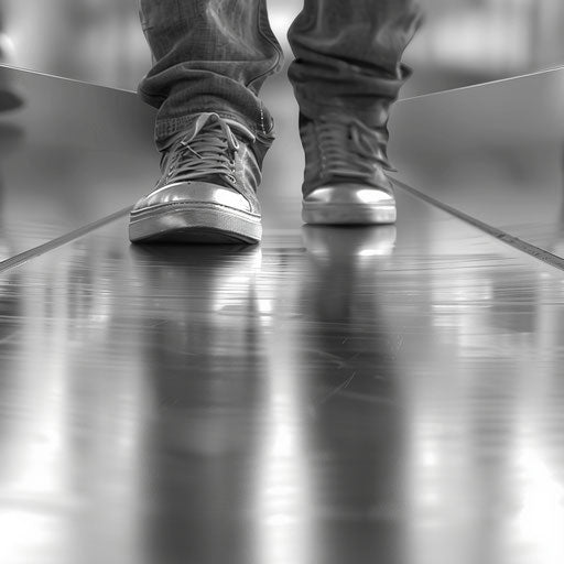 Flat metallic silver background underpins a realistic walk clipart