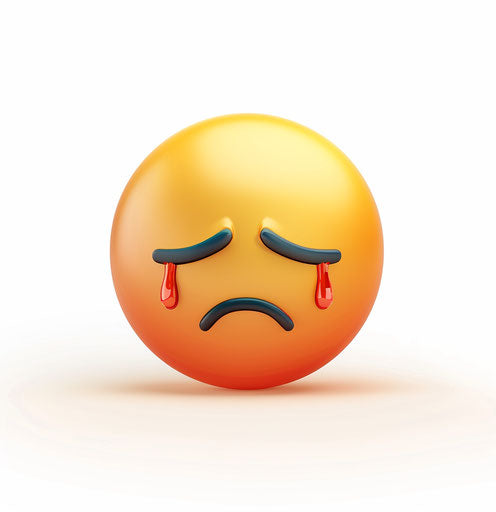 Crying emoji on white background, clip art style, high resolution 27:28