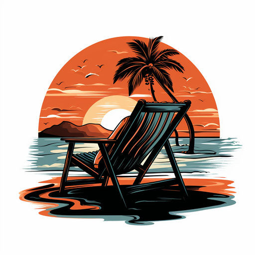 Beach chair in the style of Chiaroscuro Art on white background