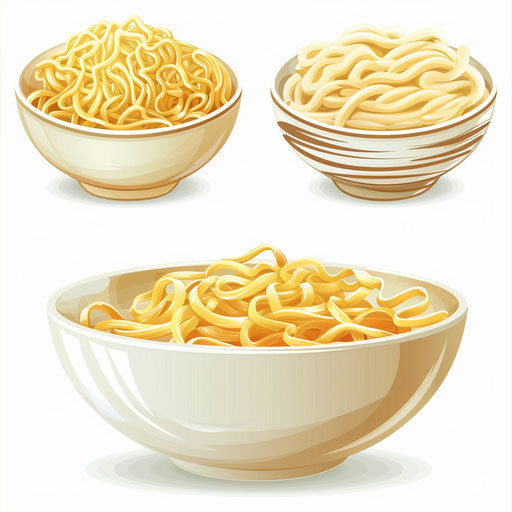 Noodles clipart in a photo realistic style on white background