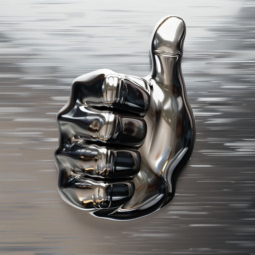 Metallic silver background with realistic thumbs up clipart