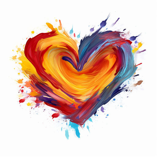 Heart clipart in the style of oil painting, on white background