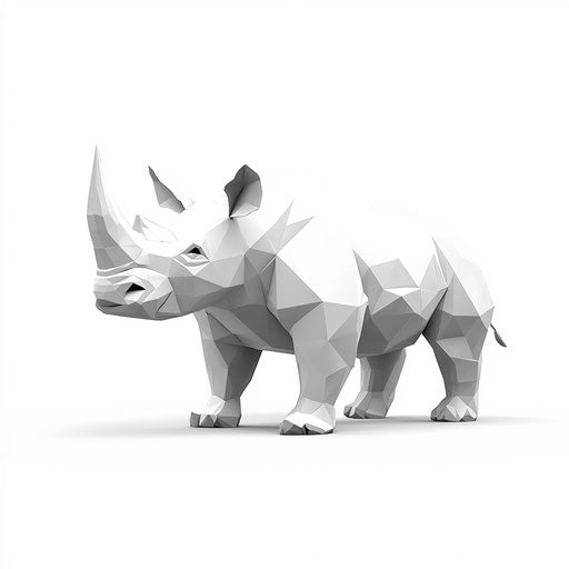 Realistic 3D rhino on flat white background