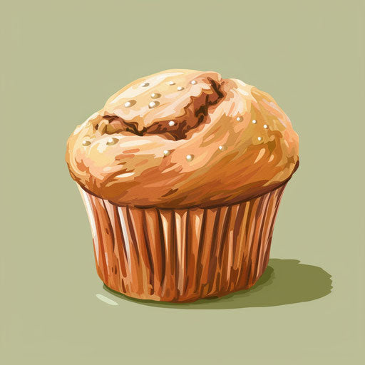 Realistic muffin clipart with flat olive background