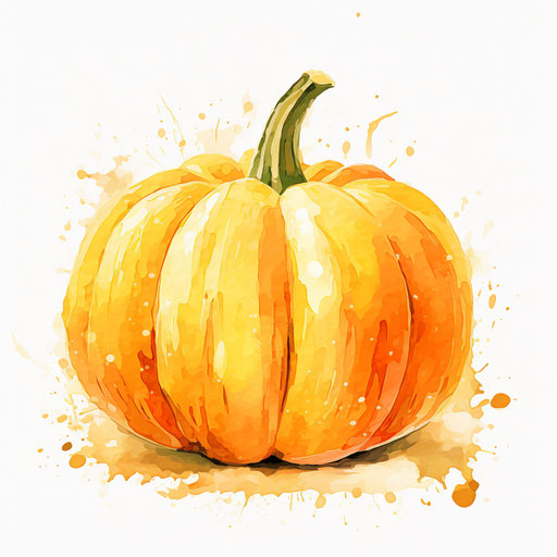 Adorable pumpkin in the style of Impressionistic Art, on white background