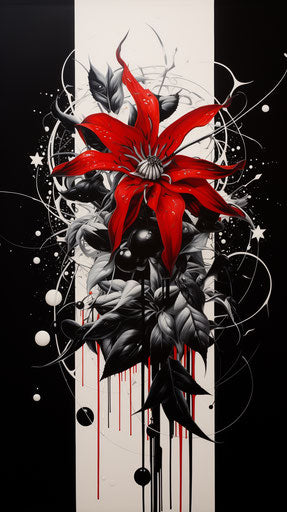 Black flower tattoo, black dream tattoo, James Rosenquist style